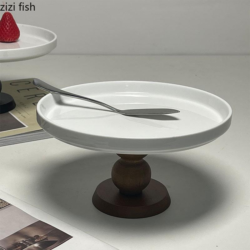 Keramisk middagstallerken Husholdningshøyfots frukttallerken Snacktallerkener Desserttallerkener Brødtallerkener Kakeutstillingsstativ Kjøkkenutstyr