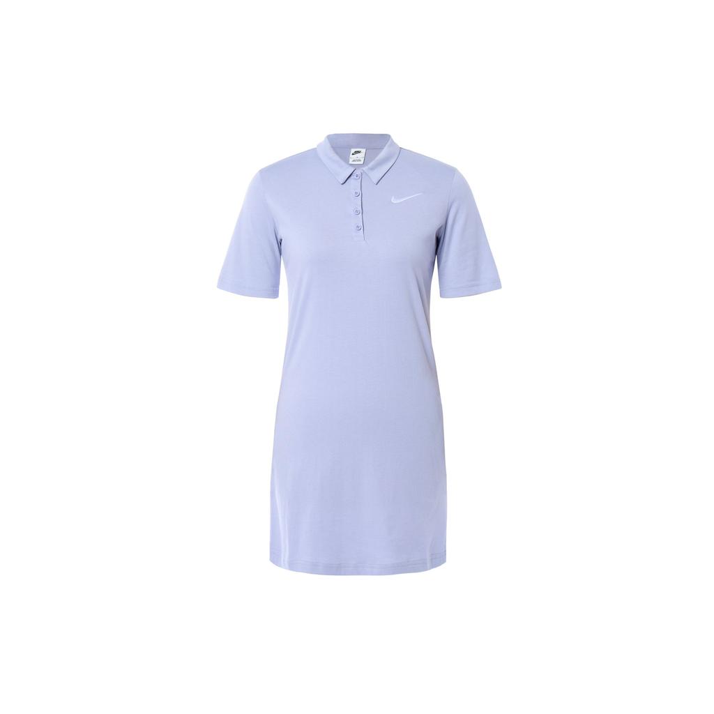 Nike Solid Logo Minimalist Sport Easy Wear Polo Dress Women Dresses Mist-Gray-Blue FN3708-513