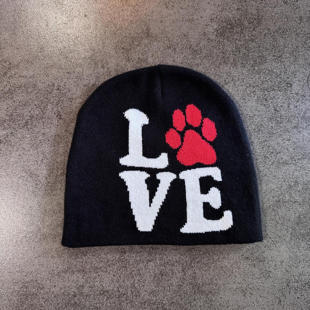 Paw Letter Dog Pattern Neutral Casual Warm Knitted Hat For Fall And Winter