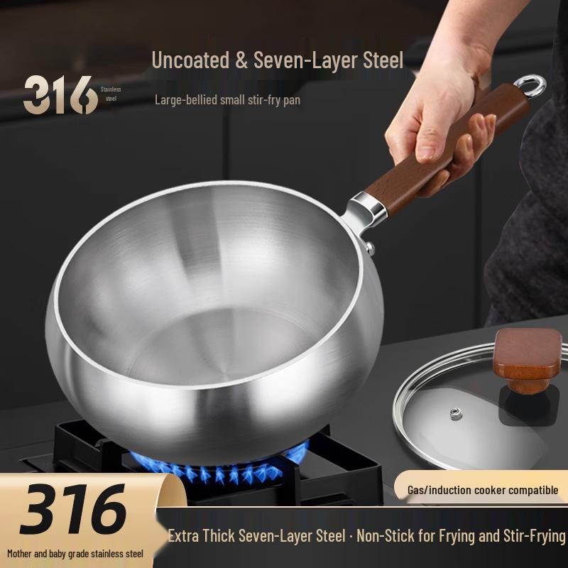 ZISIZ 316 Stainless Steel Deep Wok with Lid