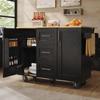 Kitchen Island - MUVOE - Black - Removable Casters - 3 Drawers - High-quality Dense Panel