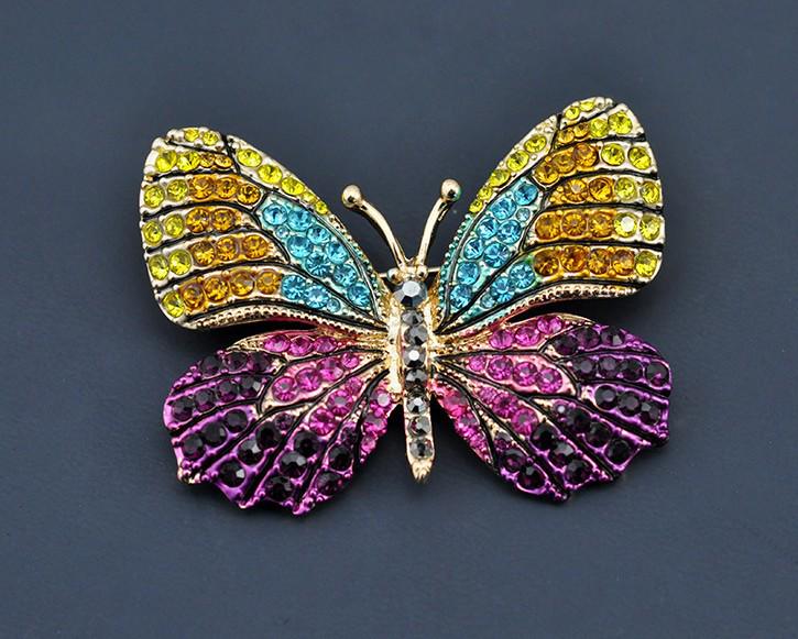 Stylish Colorful Rhinestone Butterfly Brooch Pin – Cute and Versatile Lapel Accessory