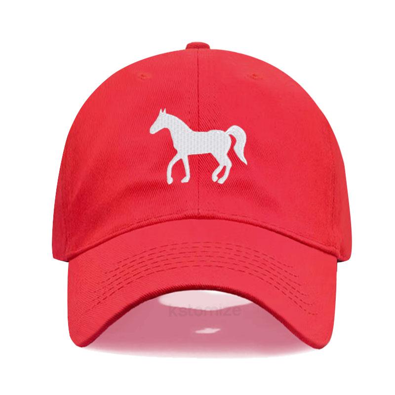 Baseballkappe mit Pferdebestickung für Damen Herren Mode Verstellbar Gewaschene Baumwolle Dad Hat Unisex Klassische Golfkappen Adjustable red