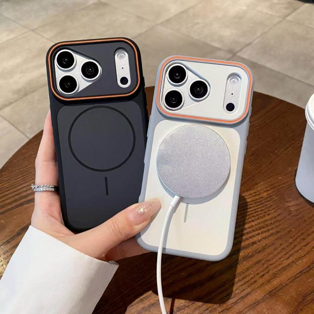 Contrast Color Frosted Magnetic Soft Case for iPhone 17 16 15 14 13 12 11 Pro Max Plus for Magsafe Shockproof Bumper Back Cover