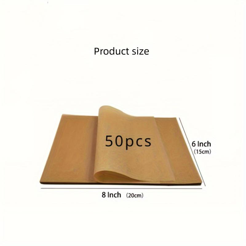 50 Stück Premium Backpapier - Antihaftbeschichtet, Öl- und Wasserabweisend, Geeignet für Heißluftfritteuse, Dampfgarer und Ofenkochen