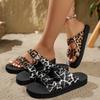 Summer Sexy Leopard Print Buckle Women's Sandals Beach Vacation Daily Walk Casual  Versatile Soft Sole Flat Heel Slippers