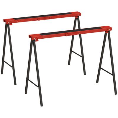 2-Piece Set Sawhorse, Craftsman Stand, Load Capacity Up To 250 Kg, Metal, Red