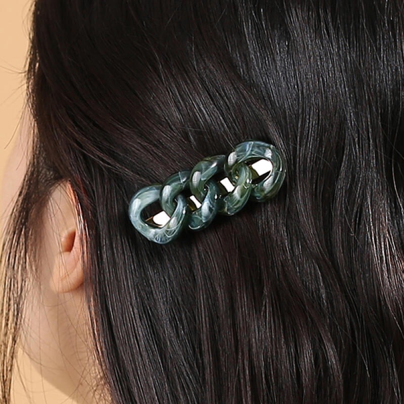 Marble Chain Bangs Hair Clip (Green)