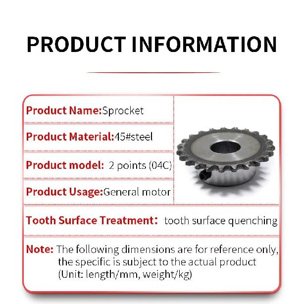 2PCS Sprocket 04C Sprocket 34Teeth Hole 8/10/12mm Screw Hole M5 45#Steel 04C Table Wheel Finished Hole Sprocket