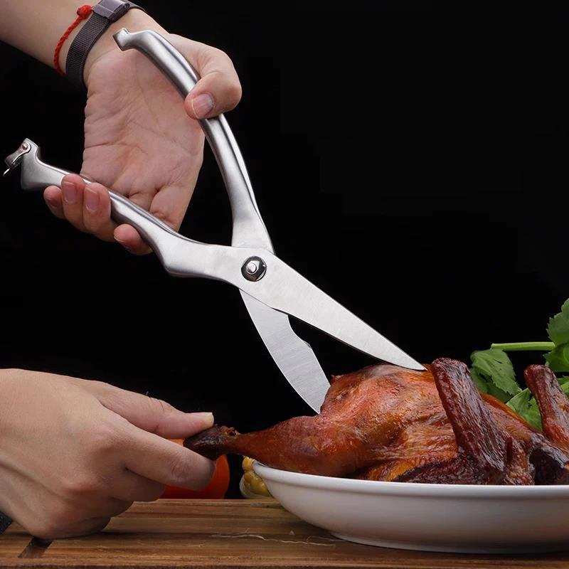 Stainless steel scissors Kitchen special multifunctional cutting food scissors Powerful sharp scissors for chicken bone barbecue5