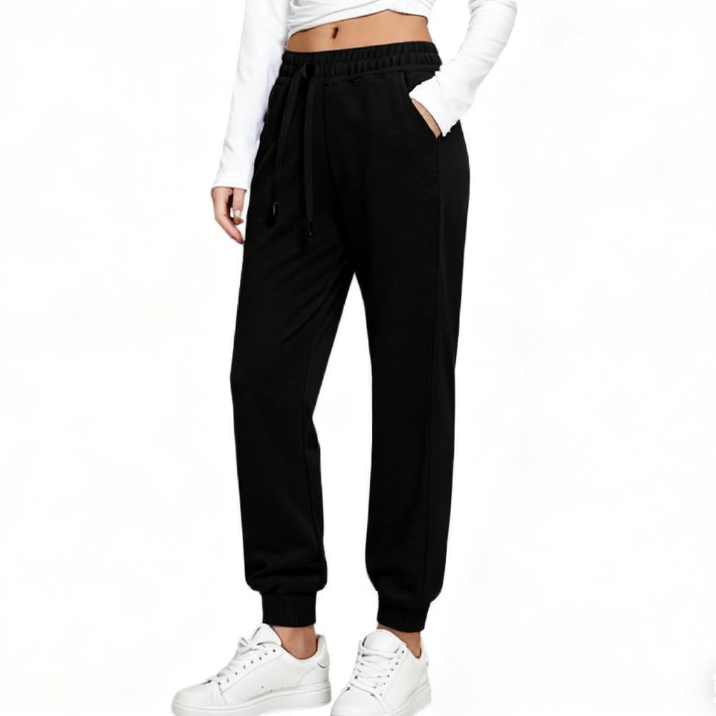 Women's Casual Pants High-waisted Belted Jogging Pants With Pockets