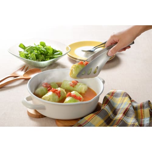 Oaks Raye Fingertip Server Tongs, Easy To Serve While Sitting, Stainless Steel, Made In Japan, LS1514