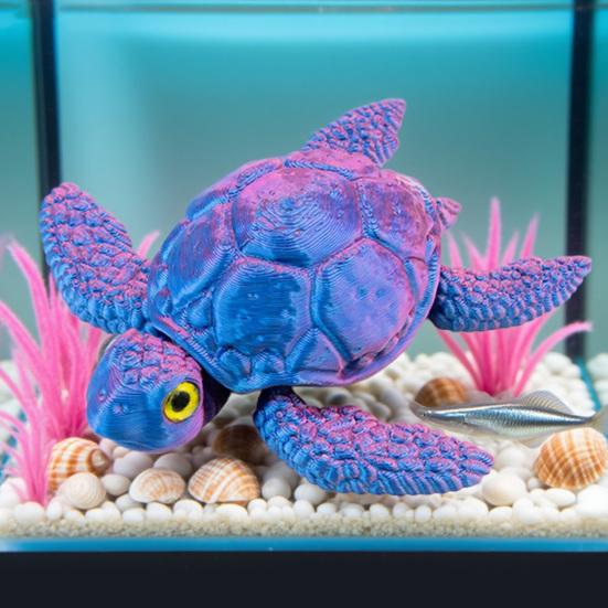 3D Printed Turtle Figurine Movable Joints Turtle Figure Articulated Sea