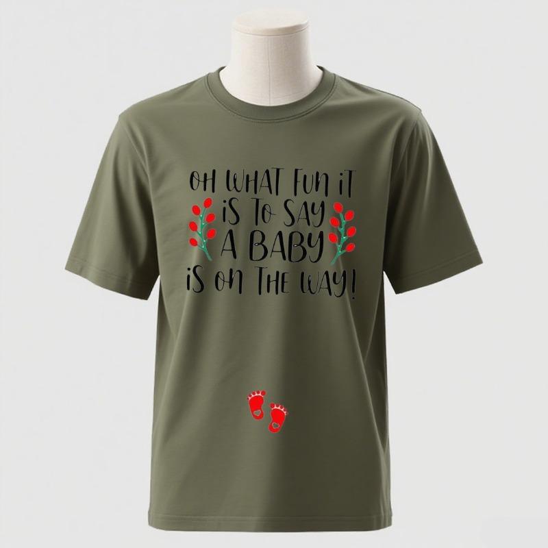 Couple Christmas Pregnancy AnnounceUnisext Xmas Maternity Tee Jingle Bells Baby on The Way Mom and Dad To Be Couple Pregnancy Tee