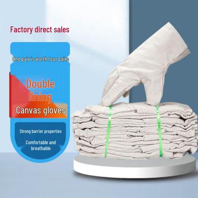 Double-Layer Canvas Labor Protection Gloves for Welding & Construction