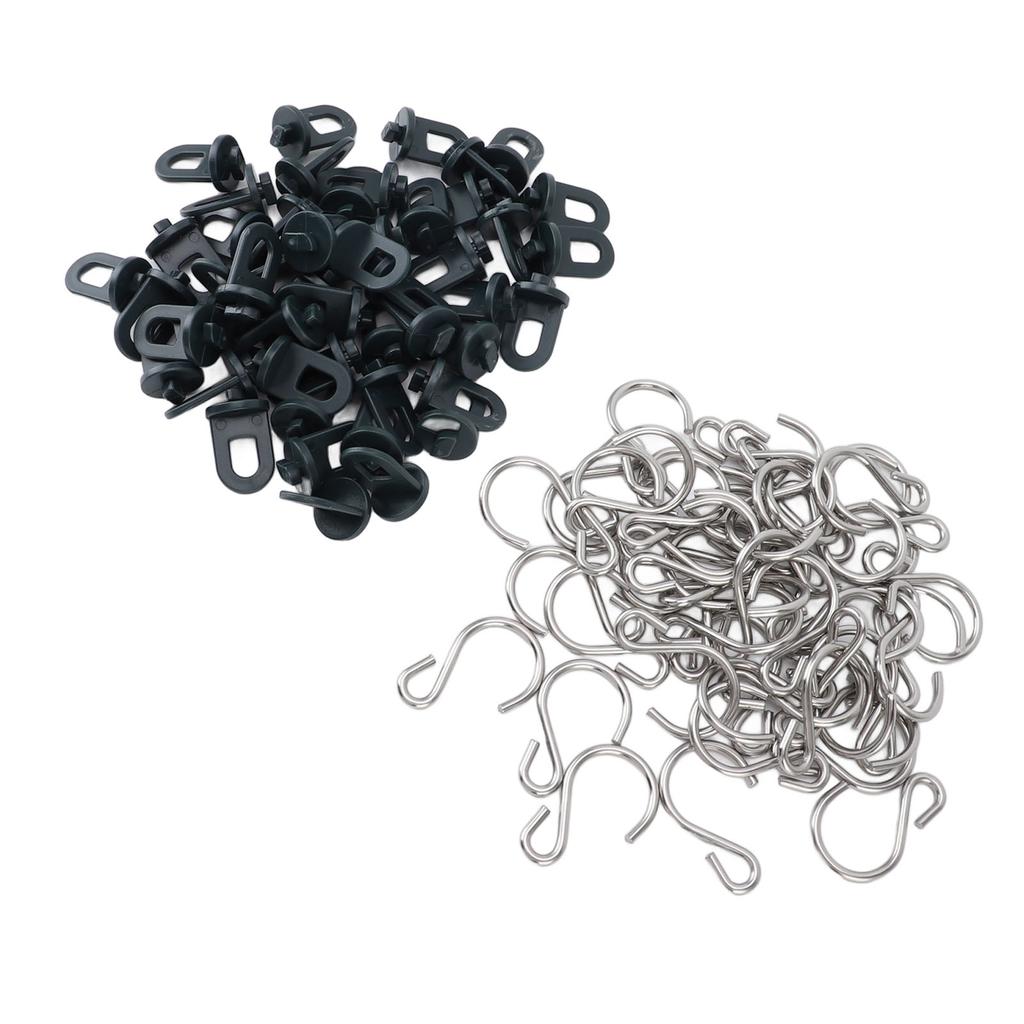 50 Pieces Plastic Roller Clips S Hook Stainless Steel Greenhouse Hook for Plant Pots, 50 Clips and 50 Hooks for Gardening and Planting