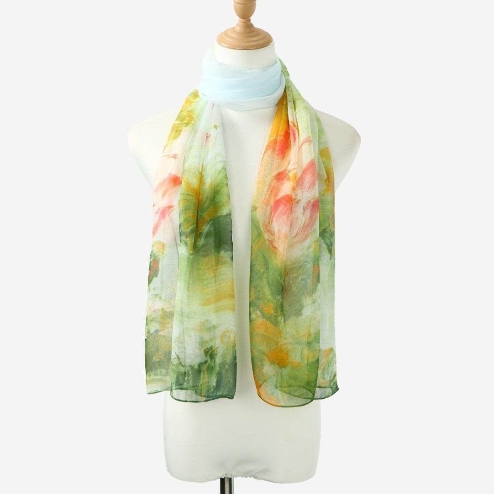 

Lotus Printing Shawls Elegant Long Wraps New Scarves Beach 2