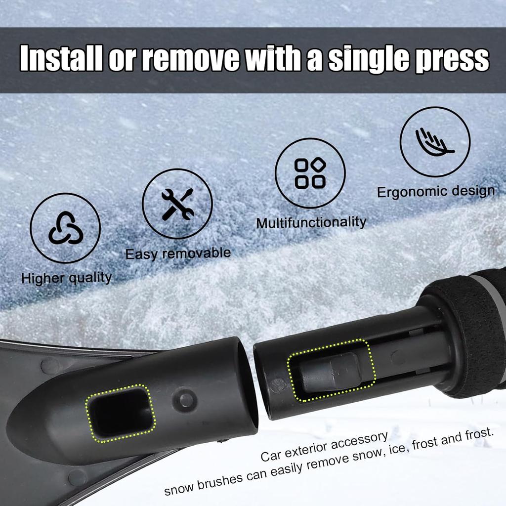 Car Snow Brush and Ice Scraper, Multi-Functional Detachable Snow Brush with Foam Grip, Ice Snow Removal Cleaning Tool for Car Windshield Window,
