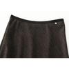 Qooth Mermaid Pencil Skirt Elastic Waist A Line Mid Length Skirt with Decorative Metal Buttons QT2759