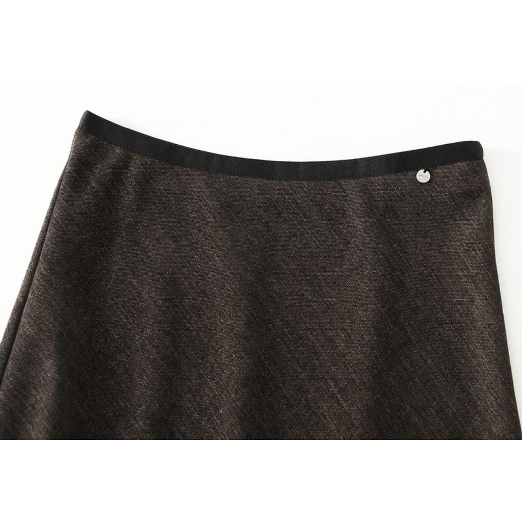 Qooth Mermaid Pencil Skirt Elastic Waist A Line Mid Length Skirt with Decorative Metal Buttons QT2759