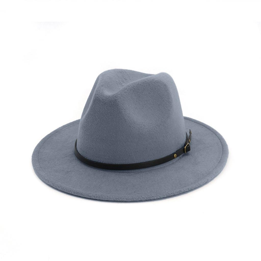 Dam ull Outback Hatt Panama Hat Bred Dam Bälte Spänne Fedora Hatt