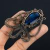 Natural Octopus Blue Labradorite Gemstone Copper Wire Wrap Pendant 3.35" f7C95