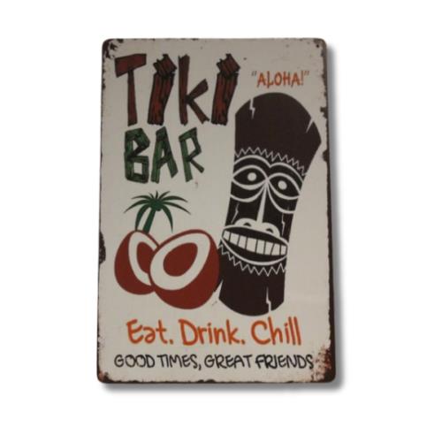 

Tiki Bar Tin Metal Sign Rustic Vintage Style Aloha Hawaii Luau Eat Drink ChillAluminum 20x30cm（7.8x11.8inch）