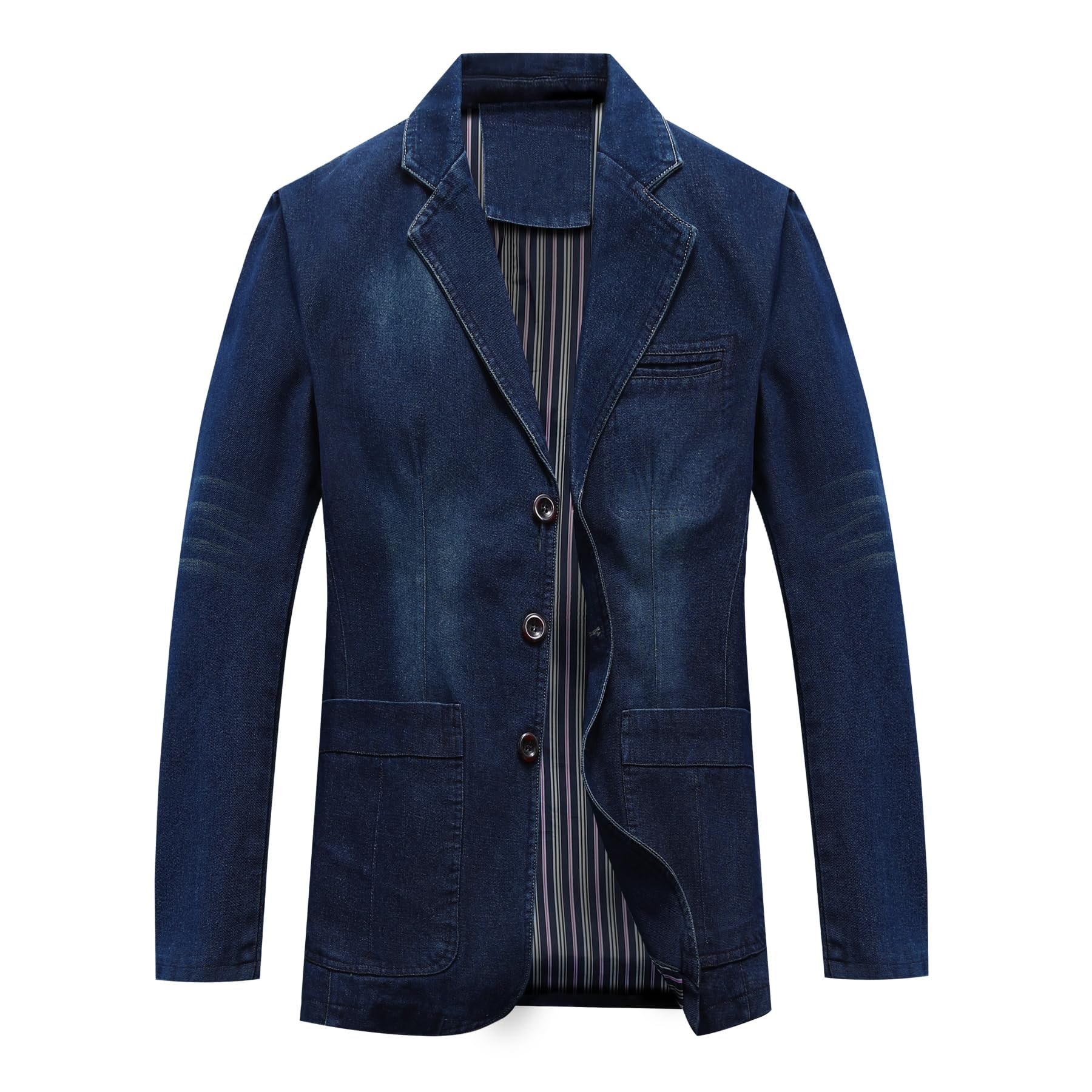 CEEN Denim Notched Single Suit Outerwear Men s Jacket, Collar, Breasted, 3-Button, Business, Casual, Jacket, Spring/Autumn