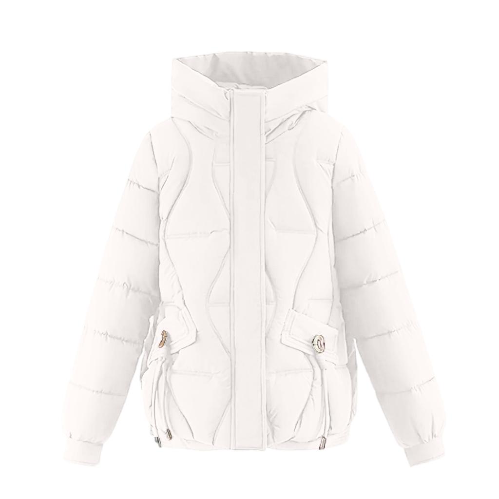 Women's Solid Color Fashionable Thick Warm Temperament Cotton Jacket Hooded Long Sleeved Jacket