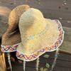 Floral Tie Sunshade Hat Large Brim Sun Protection Hat Fashionable Fisherman's Hat  Vacation
