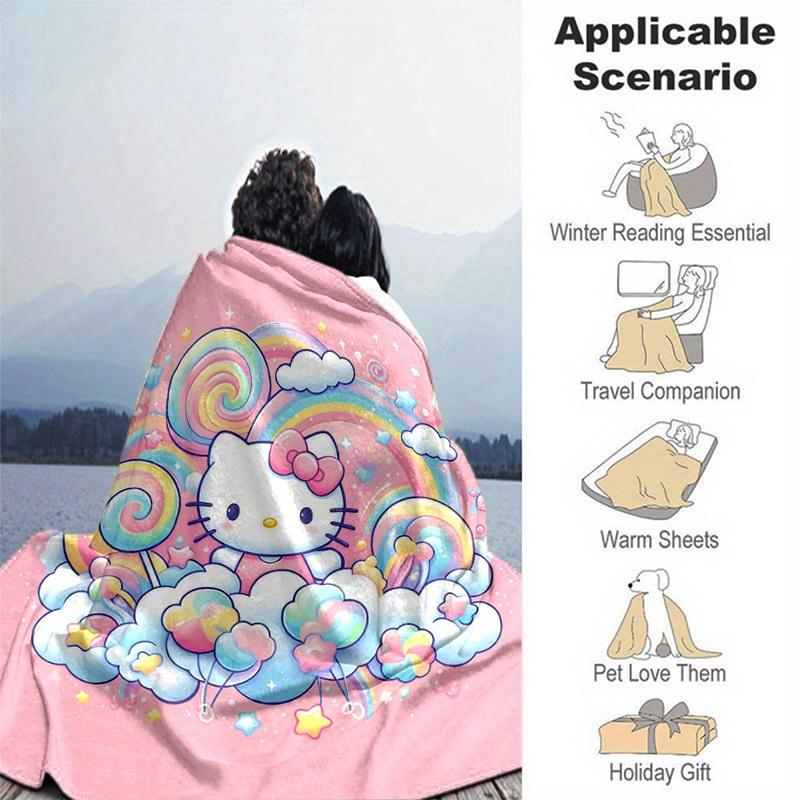 1pc. Hello Kitty Rainbow Dreams Blanket - Perfect for Home, Office, Outdoor Use, Gift Idea, Suitable for All Seasonsz041754