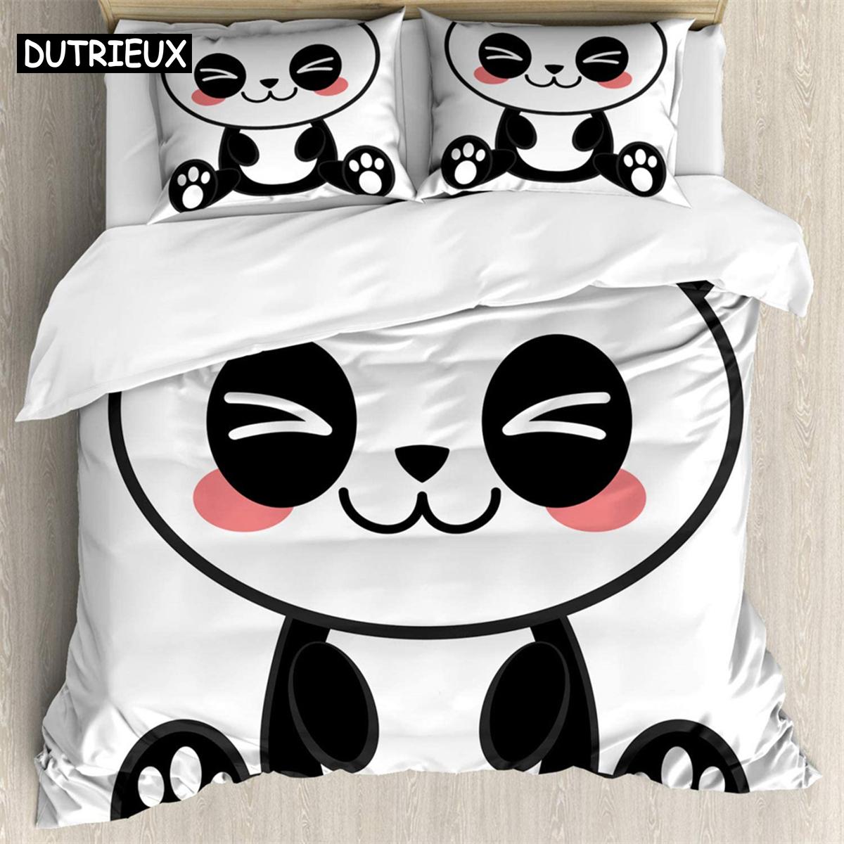 

Panda pattern 3Pcs Bedding Sets 3D Digital Printing Custom Quilt Duvet Cover Set Home Queen King Quilt Pillowcase (135x200cm)&set
