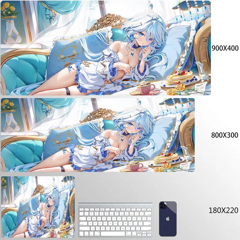 Furina Focalors Mouse Pad Genshin Impact Large Xxl Mousepad Computer Keyboard Padding Anime Gaming Genshin Accessories Desk Mats