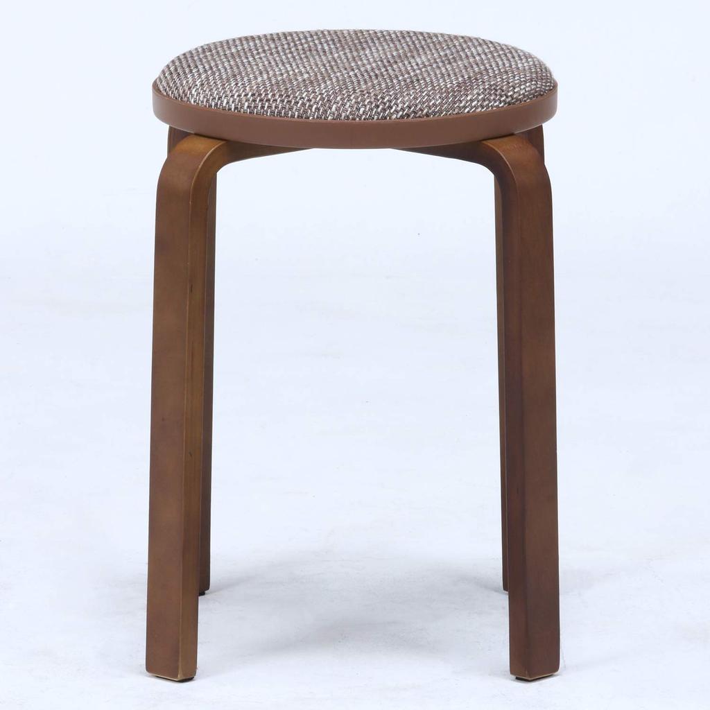 Fuji Boeki Bentwood Stackable Stool, 32cm Wide X 32cm Deep X 47cm High, Beige/Brown Fabric, Compact, Assembly Required, 14545