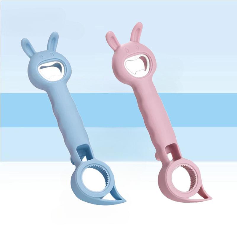 Cute Cartoon Multi Functional Can Opener Kitchen Tool for Beer Whiskey Bottle Caps Jar Lid Opener Stainless Steel PP Ergonomic
