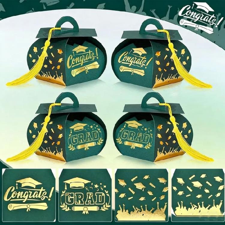 Graduation Hat Candy Holder with Fringes Decorative Gift Packaging Box Stylish Students Graduation Accessories