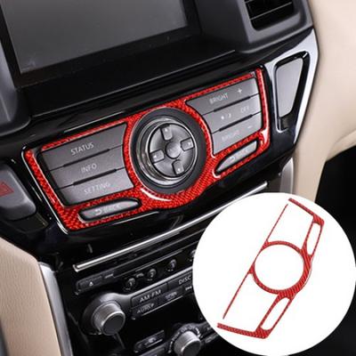 Red Carbon Fiber Navigation Screen Trim Sticker For Nissan Pathfinder 13-18