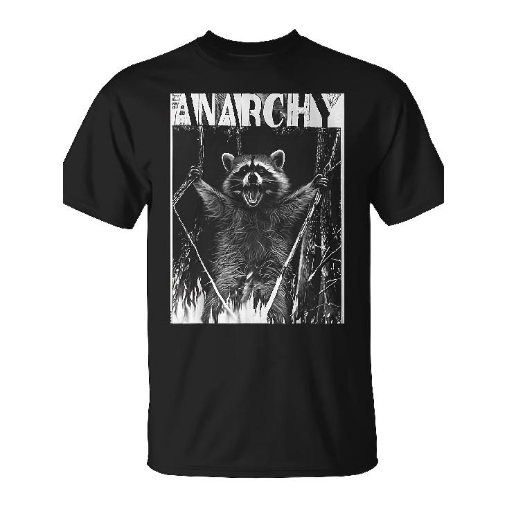 Men's Anarchy Raccoon Graphic Punk Rock T-Shirt - Bold Statement Animal Liberation Design, Casual Short Sleeve Round Neck Tee for Casual Attire &