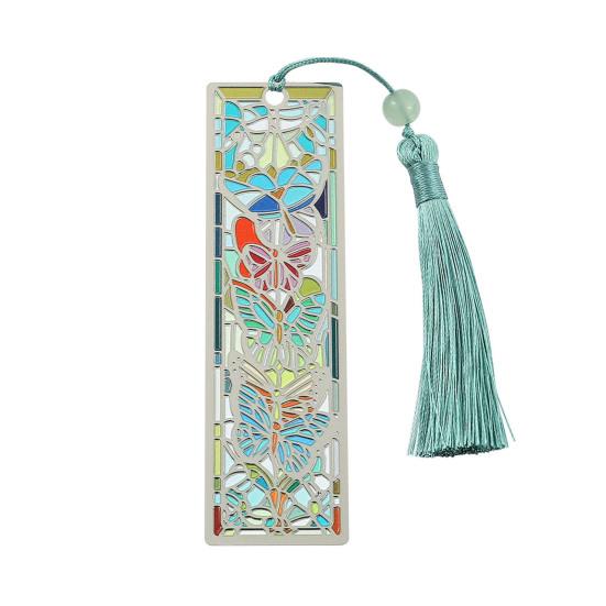 Decorative Tassel Bookmark Stained Glass Art Metal Bookmark, Book Page Marker with Artistic Accessory Tassels, Accessories, Romantasy E