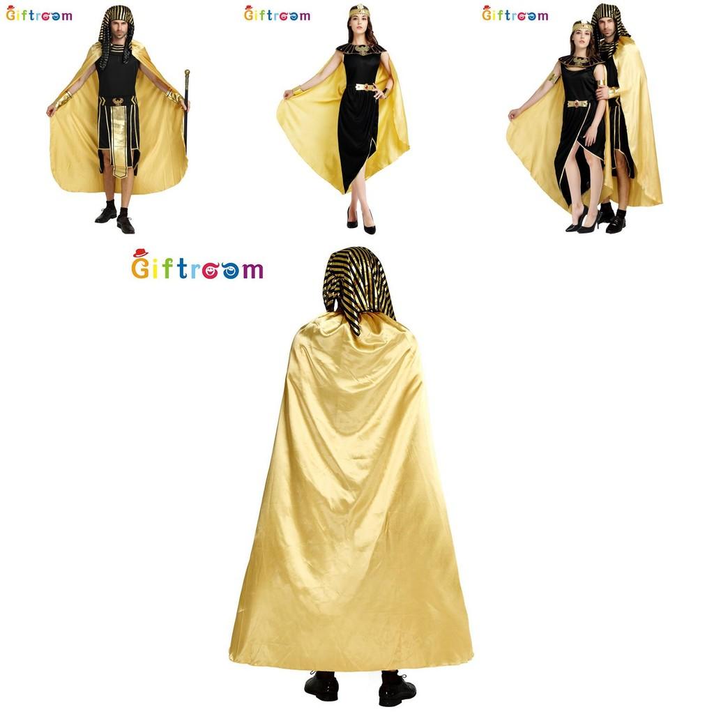 Captivating Egyptian Pharaoh Queen Attire With Shimmering Golden Cape For All Gender Celebrations
