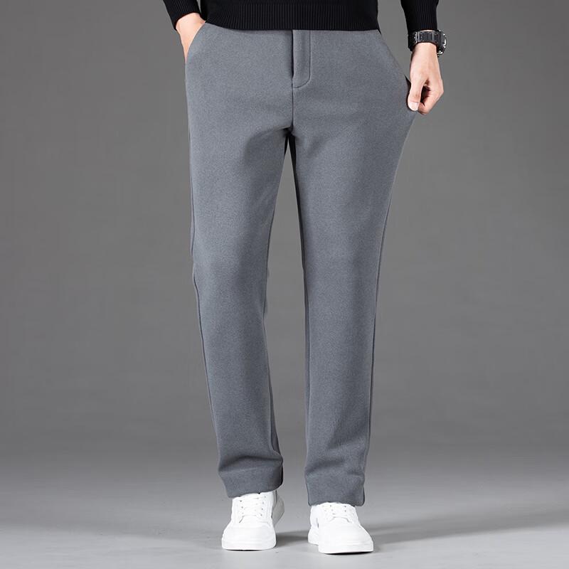 

FAPAI Men s Fleece Lined Straight Fit Business Casual Trousers 33