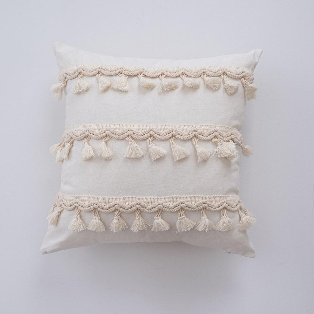 Nieuwe Kussenhoes met Kwastjes Effen Kussenhoes voor Bank Jacquard Decoratieve Plaid Kussenhoes voor Bank Bed Slaapkamer Woonkamer Huisdecoratie