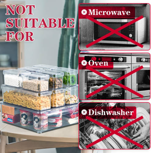 Pomeat Refrigerator Organizer, Stackable Refrigerator Bins with Lids, BPA-Free Fruit Storage Containers for Food, Beverages, and Vegetables, Clear