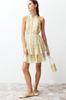 Women's Fashion Casual Sleeveless Mini Multicolor Tulle Fitted Body-Fitting Mini Gathered Zero Sleeve Flexible Knitted Dress