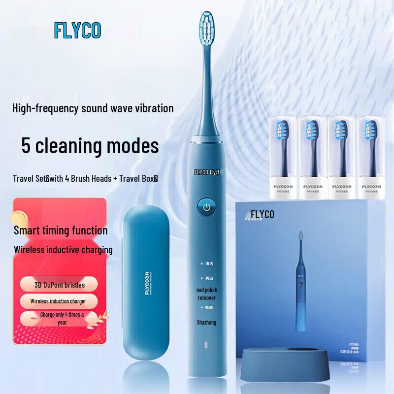 

FLYCO Sonic Electric Toothbrush with Travel Case