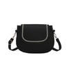Trendy Black Felt Saddle Bag For Women Stylish Street Fashion Shoulder Bag