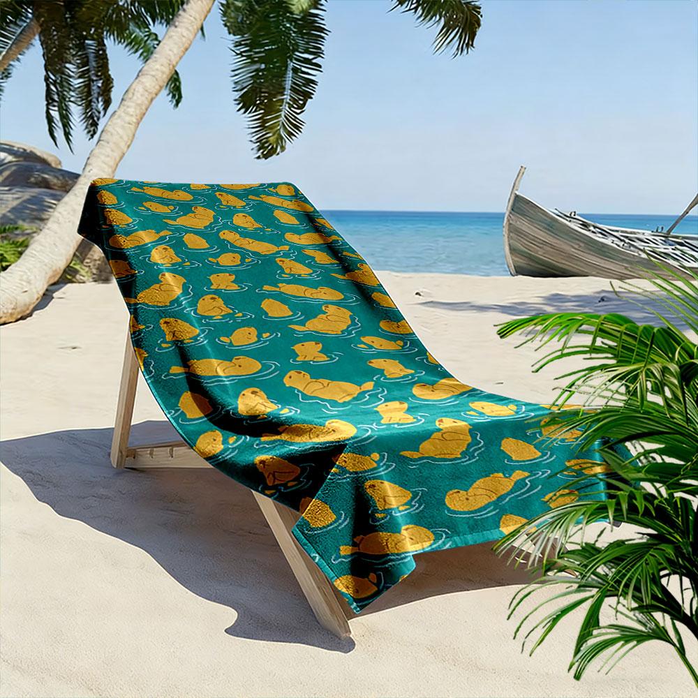 Cute Yellow Seals Patterned Towel Beach Towel Quick-drying for Travel Outdoor Sports Jogging Beach and Swimming