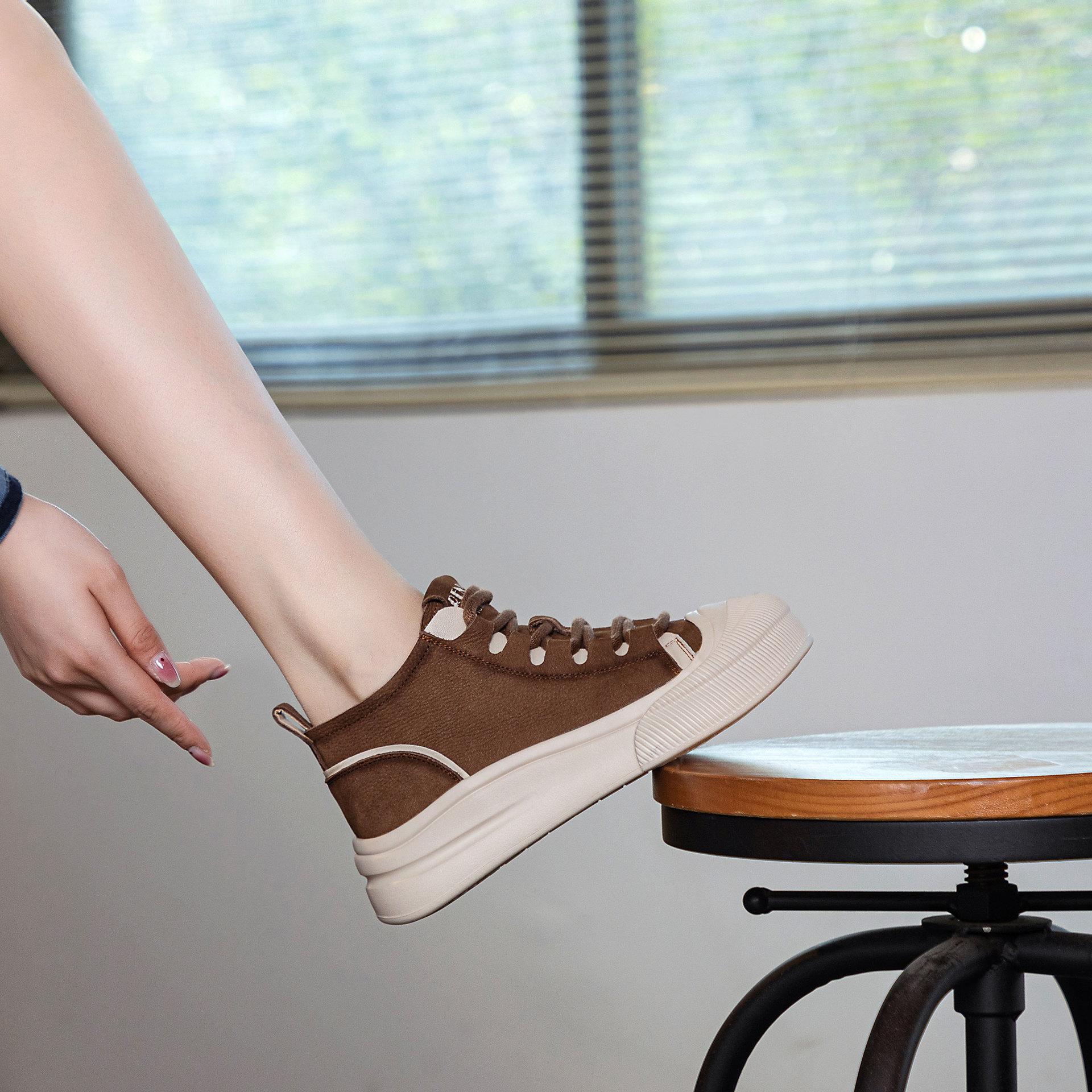 

Модные женские кроссовки из натуральной кожи GKTINOO, осенние, на толстой подошве, повседневные туфли на платформе, ботильоны, женские кеды с высоким верхом, вулканизированная обувь 225