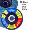 Disques à lamelles abrasifs - s&amp;r - 20 disques - 125 mm - corindon de zircone - grain 40/60/80/120