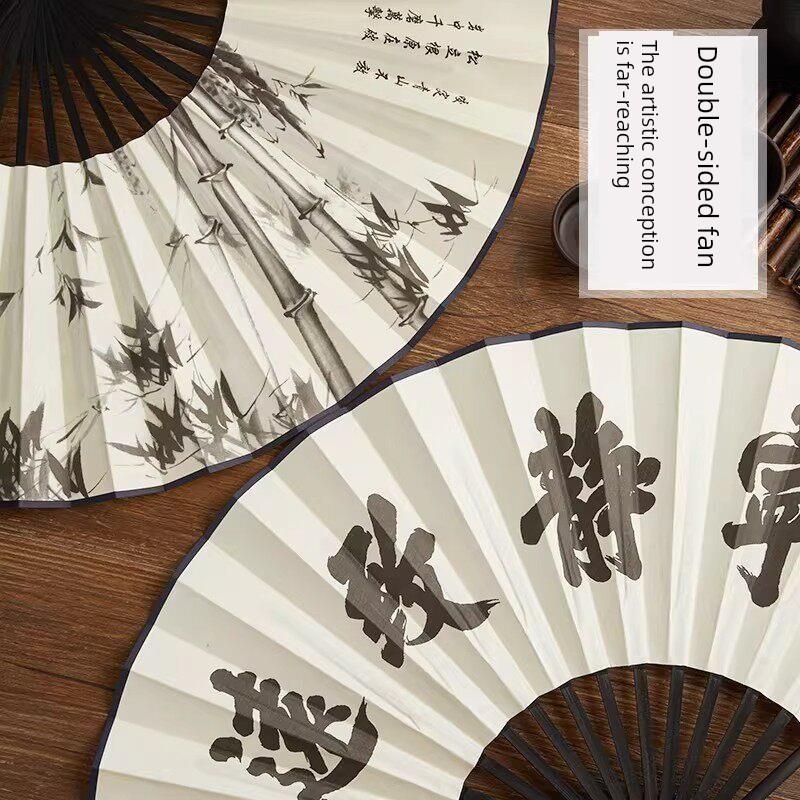 10inch Ancient-Style Folding Fan for Men, Summer Silk Folding Fan, Bamboo Fan for Hanfu, 2026 New Model Portable Fan